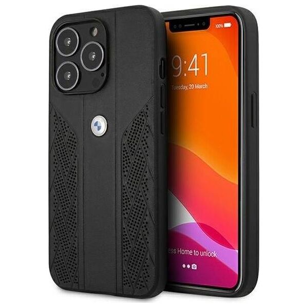 BMW Etui BMW BMHCP13XRSPPK Apple iPhone 13 Pro Max czarny/black hardcase Leather Curve Perforate