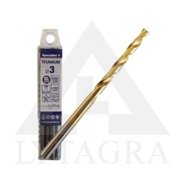 SPECIALIST+ μεταλλικό τρυπάνι TITAN, 3 mm, 10 τεμ.