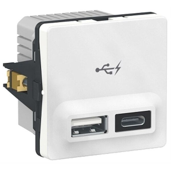 Διπλός φορτιστής USB LAURITZ KNUDSEN, LK FUGA, 21W με λευκό κάλυμμα