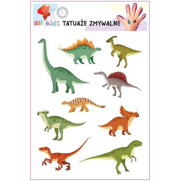 Tatuaże zmywalne dla dzieci Dinozaury