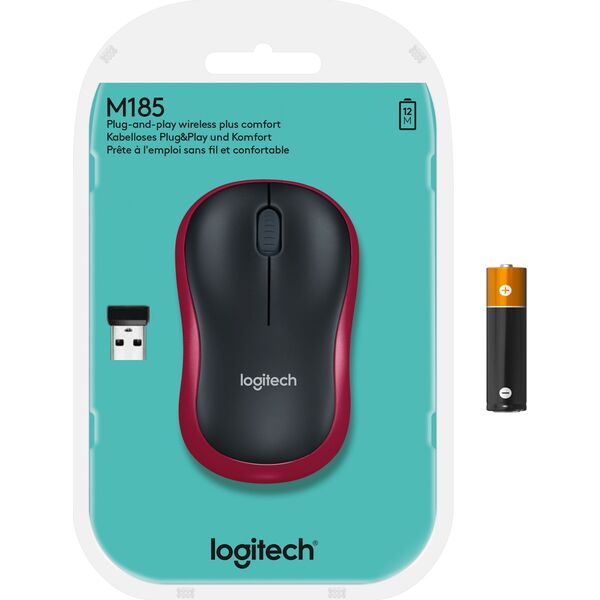 Mysz Logitech M185 Czerwona (910-002240)