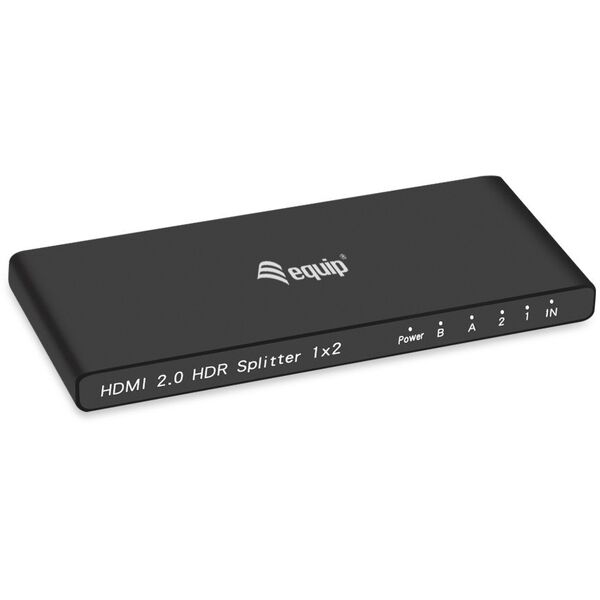 Przełącznik Equip Equip HDMI Splitter 2.0 2 Port Ultra Slim 4K/60Hz schwarz