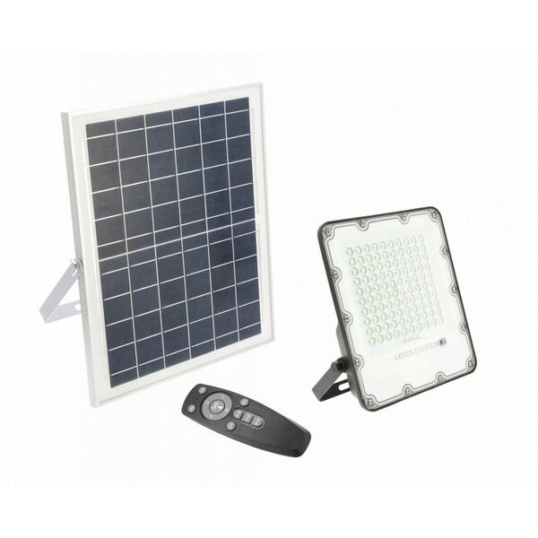 LED floodlight GTV BRAVOS solar rechargeable IP65 100W 6400K 1000lm 120degwith remote control