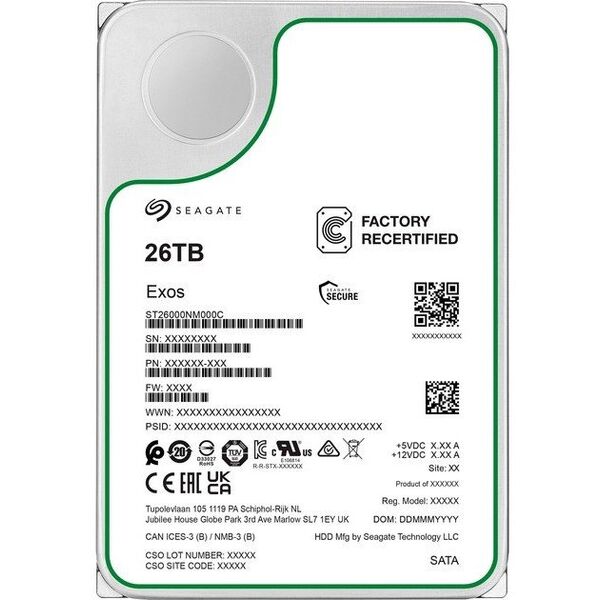 Seagate Exos 26 TB Refurbished, Hard Drive (SATA 6 Gb/s, 3.5")