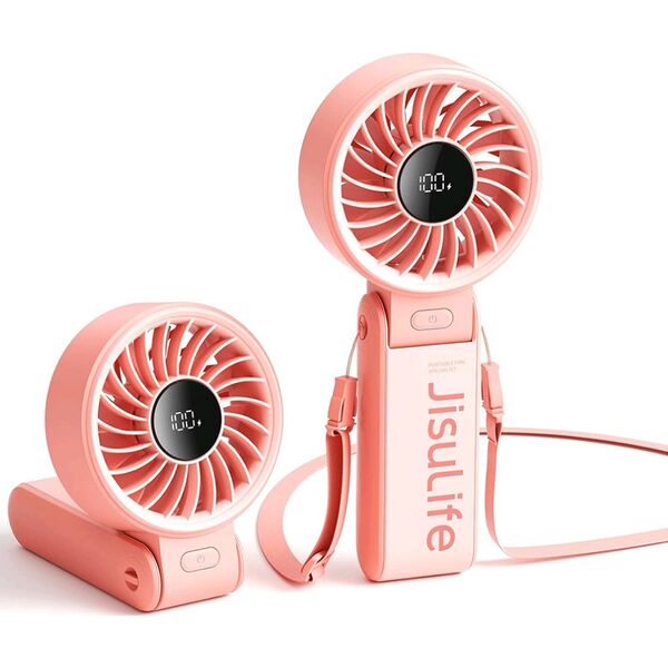 Mini wentylator Jisulife Handheld Fan Life7 3600mAh przenośny wiatraczek USB - różowy