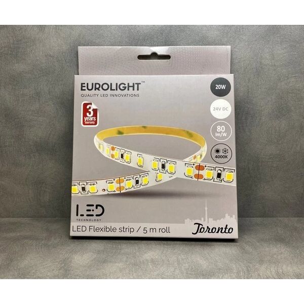 LED ταινία EUROLIGHT TORONTO S24-20W4-3YIP20, IP20, 100W, 4000K, 24V, 8000lm, 5m