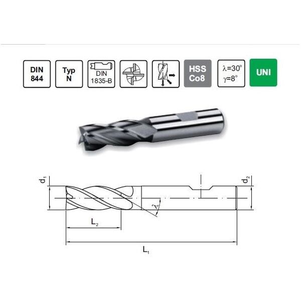 Φανάρι FREZ TRZPIENIOWY NFPA FI 10,0 22/72 Z4 HB10 HSSE DIN 844