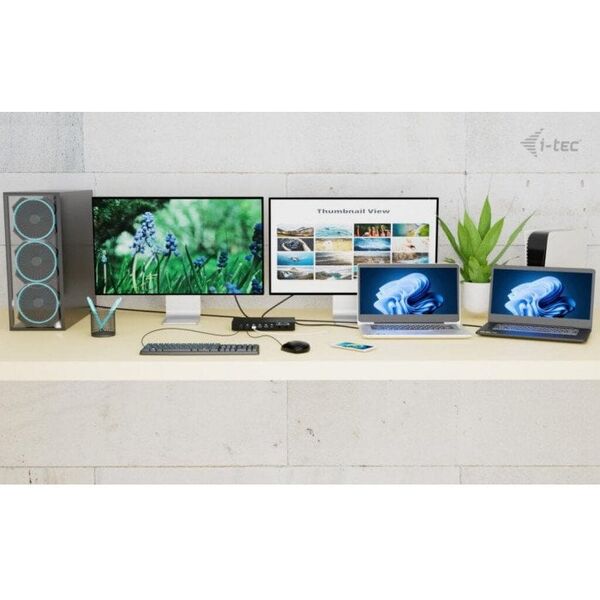 I-TEC USB-C KVM Docking station for 3 Hosts 2xHDMI 1xGLAN 1xUSB-C Gen2 3x USB-A Gen2 2x USB-A 1.1 1xAudio 1xMic PD 1x 92W/2x 65W