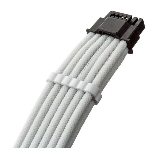 CableMod C-Series Pro ModMesh Sleeved 12V-2x6 12VHPWR StealthSense PCIe Kabel für Corsair Type 5 RMx SHIFT (16-pin to 90 ° 16-pin, 65cm) - weiß