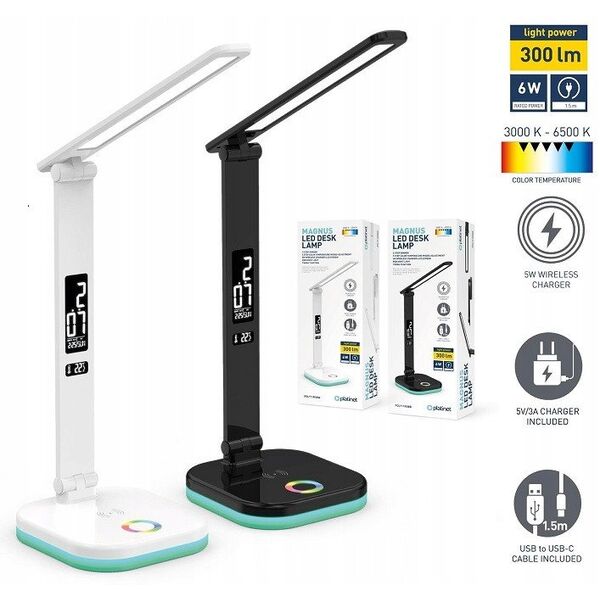 PLATINET LED DESK LAMP LAMPKA BIURKOWA RGB WIRELESS CHARGING WHITE [46218]