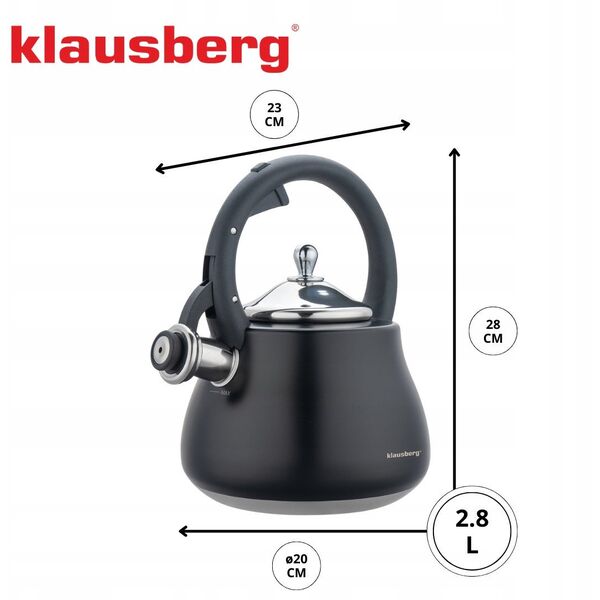 CZAJNIK STALOWY Z GWIZDKIEM 2,8L KLAUSBERG KB-7918
