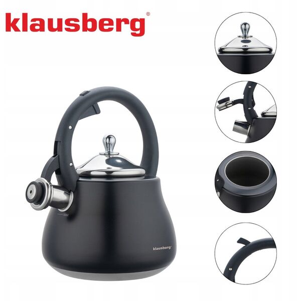 CZAJNIK STALOWY Z GWIZDKIEM 2,8L KLAUSBERG KB-7918