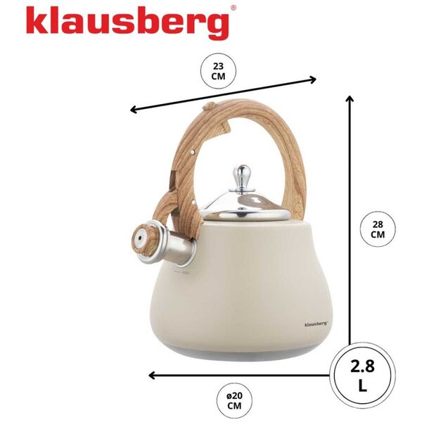 CZAJNIK STALOWY Z GWIZDKIEM 2,8L KLAUSBERG KB-7919