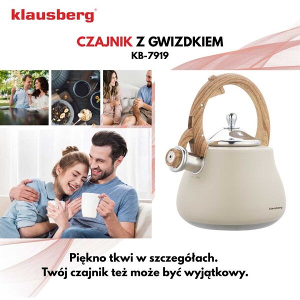 CZAJNIK STALOWY Z GWIZDKIEM 2,8L KLAUSBERG KB-7919