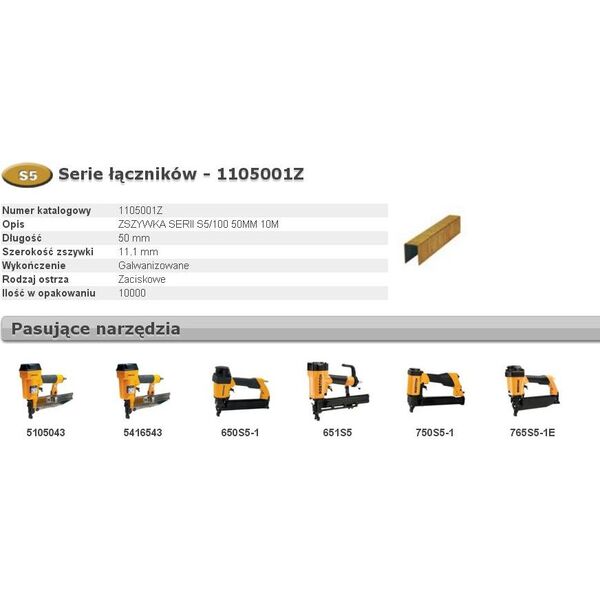 Bostitch BOSTITCH ZSZYWKI S5 50mm 10M BCH1105001Z - 1105001Z