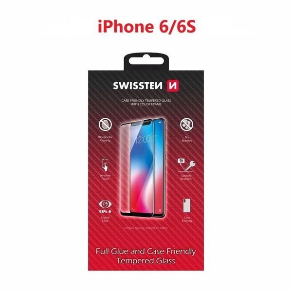 Swissten Full Face Tempered Glass Apple iPhone 6 / 6S Μαύρο