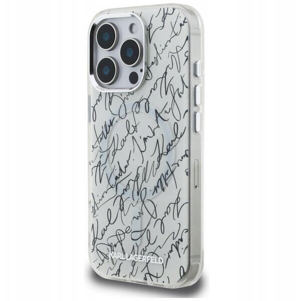 Karl Lagerfeld IML Karl Script Pattern MagSafe - Etui iPhone 16 Pro Max (biały)