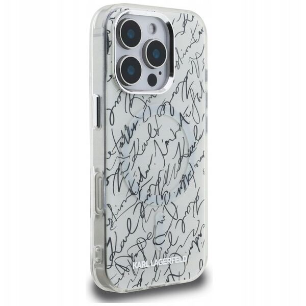 Karl Lagerfeld IML Karl Script Pattern MagSafe - Etui iPhone 16 Pro Max (biały)
