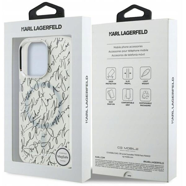 Karl Lagerfeld IML Karl Script Pattern MagSafe - Etui iPhone 16 Pro Max (biały)
