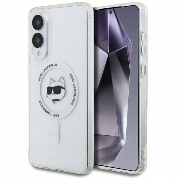 Karl Lagerfeld Button Choupette Head Printed Logo MagSafe - Etui Samsung Galaxy S25 Edge (biały)