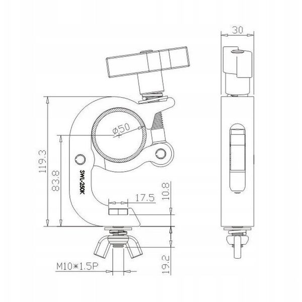STAND4ME HAK UCHWYT do ŚWIATEŁ do 250 KG 50mm SR