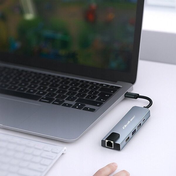 HUB Adapter USB-C 5w1 | USB-C PD 100W | 2xUSB | HDMI 4K | RJ45