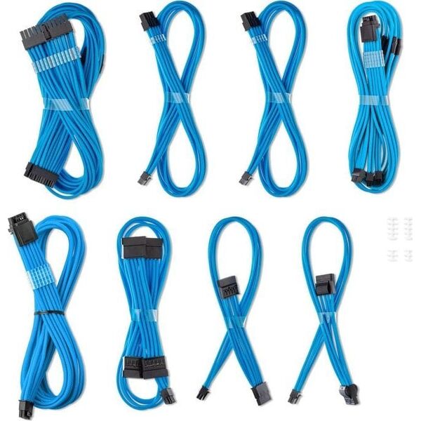 CableMod C-Series Pro ModMesh Sleeved 12V-2x6 12VHPWR Dual StealthSense Cable Kit for Corsair RMi, RMx (Black Label) - hell blau