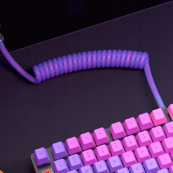 Glorious GMMK Coiled Cable Nebula, Spiralkabel, USB-C/USB-A - lila/silber