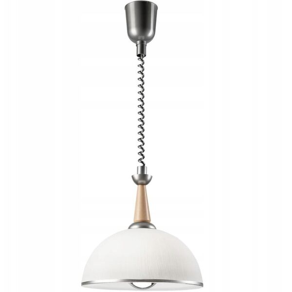 Φωτιστικό κρεμαστό Lamkur Chiara 50089 1x60W E27 ασημί/ξύλινο