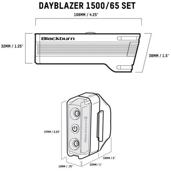 Zestaw lampki BLACKBURN DAYBLAZER przód 1500 lumenów, tył 65 lumenów (NEW 2025)