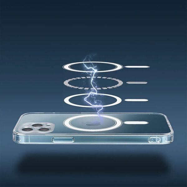 Θήκη CLEAR MAG COVER με προστασία κάμερας συμβατή με MagSafe για IPHONE 14 Pro black glitter