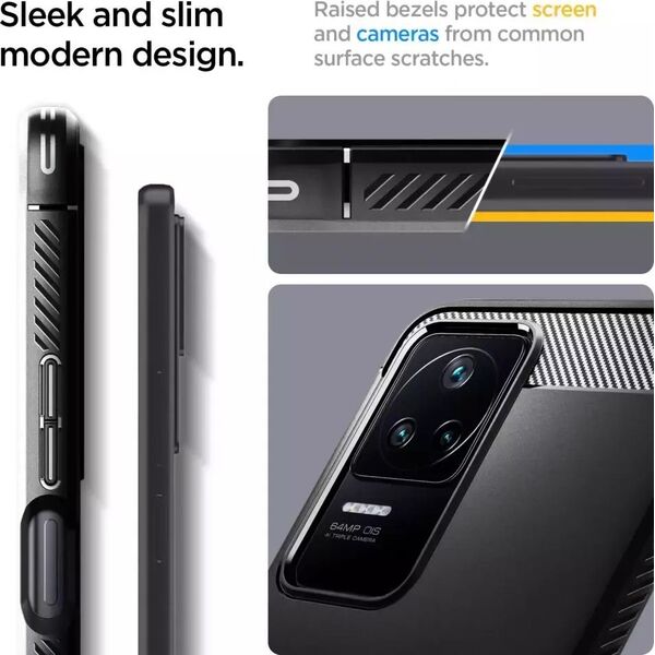 Spigen Etui Spigen Rugged Armor POCO F4 Μαύρο Ματ