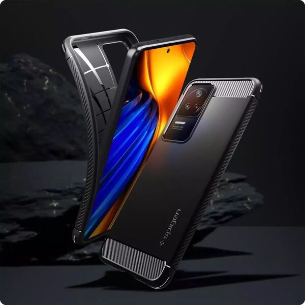 Spigen Etui Spigen Rugged Armor POCO F4 Μαύρο Ματ