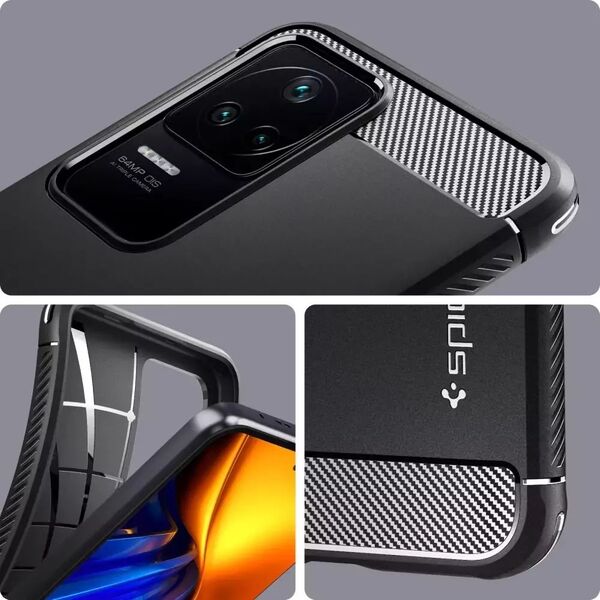 Spigen Etui Spigen Rugged Armor POCO F4 Μαύρο Ματ