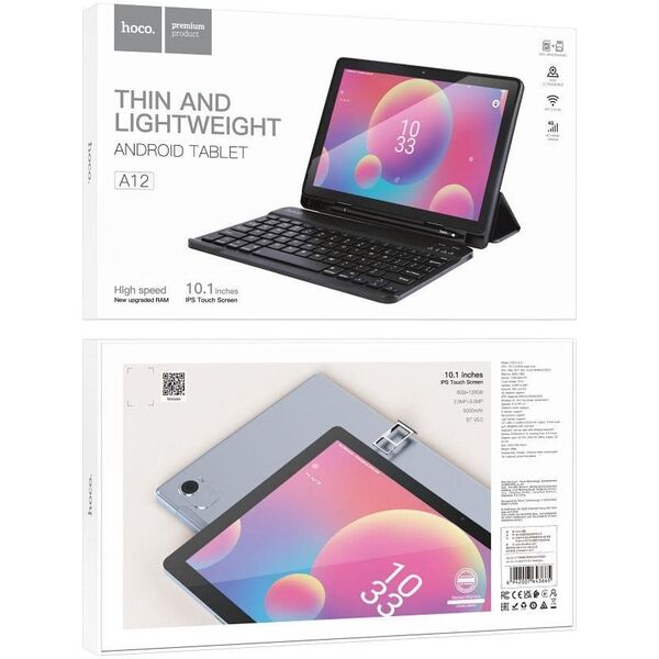 Tablet 10.1" 6GB / 128GB Hoco HD Wi-Fi SIM Android A12 szary