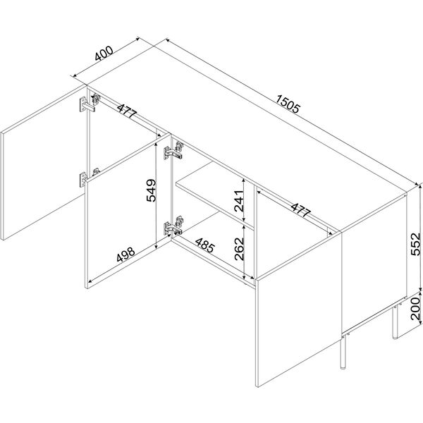 Cama Komoda ISLA 150,5x40x75 czarny mat