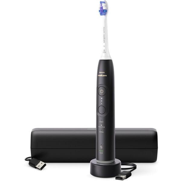 Philips Series 6500 HX7411/02 Rechargeable Sonic Electric Toothbrush, Adult, Sonic toothbrush, Daily care, Sensitive, Whitening, 62000 movements per minute, Black, 2 min, 4 x 30 sec