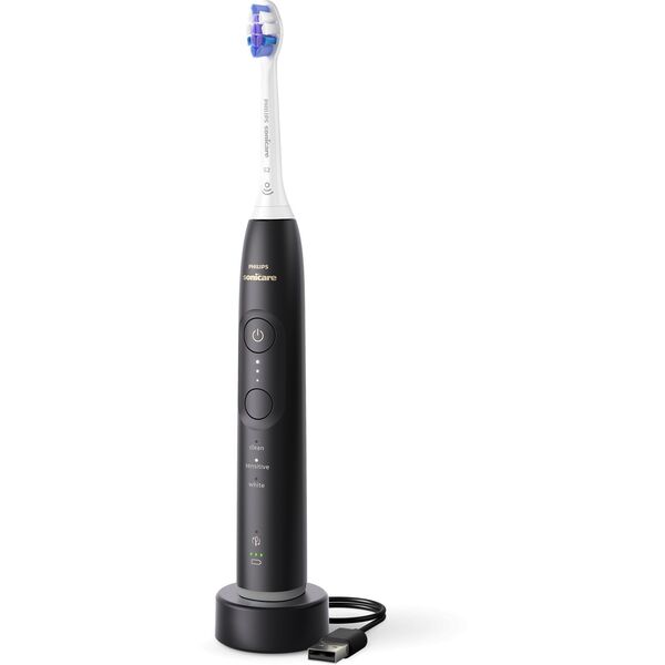 Philips Series 6500 HX7411/02 Rechargeable Sonic Electric Toothbrush, Adult, Sonic toothbrush, Daily care, Sensitive, Whitening, 62000 movements per minute, Black, 2 min, 4 x 30 sec