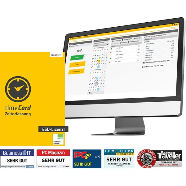 REINERSCT timeCard 10 Zeiterfassung Jahreslizenz fuer 100 Mitarbeiter