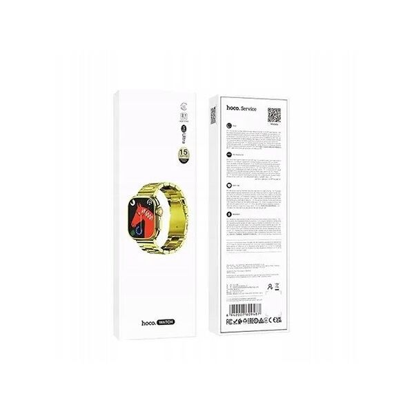 Smartwatch Hoco 1,96" TFT z funkcją rozmowy Y12 Ultra titanium złoty [EOL]
