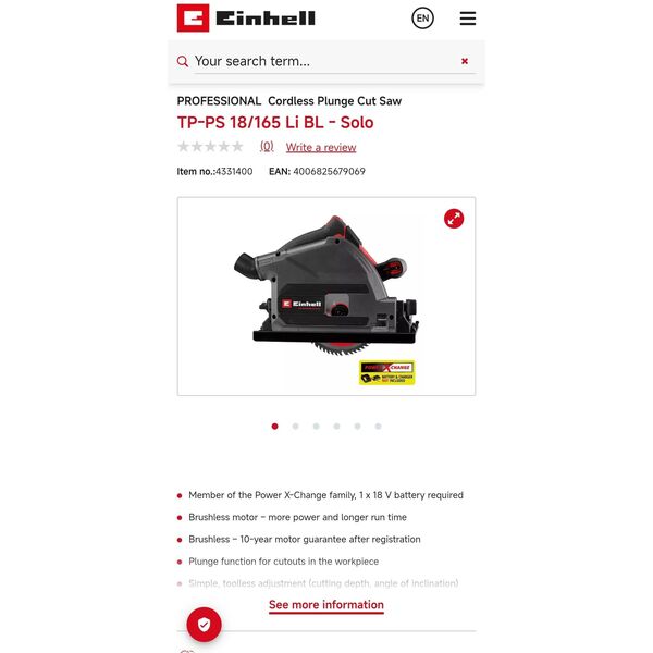 EINHELL PILARKO-ZAGŁĘBIARKA TP-PS 18/165 Li BL