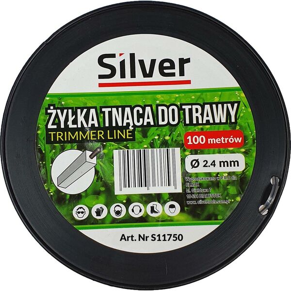 Silver ŻYŁKA TNĄCA 2,4x100m KWADRAT DUO-LINE /SILVER EX11750