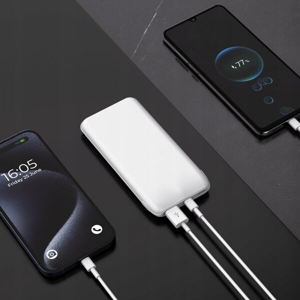 PLATINET POWER BANK 10000 mAh 3,7V 37Wh 12W 2x USB-C 1x USB-A WHITE [46079]