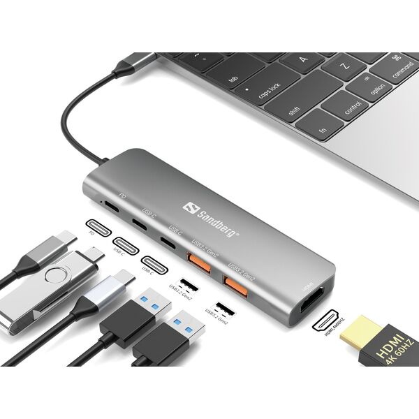 SANDBERG USB-C Dock HDMI + 2xUSB-A + 2xUSB-C + PD100W