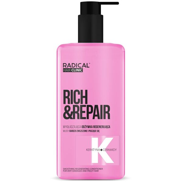 Farmona Radical Hair clinic Rich & Repair Wygładzająca odżywka regenerująca do włosów bardzo zniszczonych i puszących się 260ml