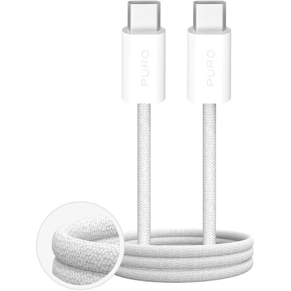 Καλώδιο Puro Fabrik 4 60W με επένδυση USB-C - USB-C 2m - λευκό