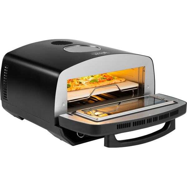 Piec do pizzy SUPREME ELITE 2200 W, 450 stopni, dwie grzałki, okno, LED, 33 cm, różna programy pieczenia