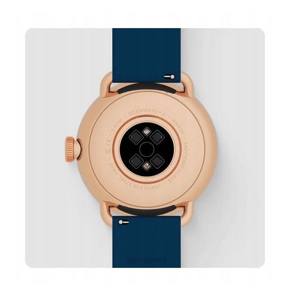 Withings Scanwatch 2 - zegarek z funkcją EKG, pomiarem pulsu i SPO2 oraz mierzeniem aktywności fizycznej i snu (38mm, blue rose gold)