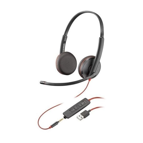 POLY Blackwire 3225 Stereo Wired Headset, USB-A, Black