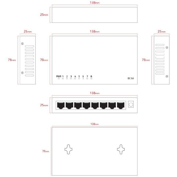 Lanview LVN-DESK-8PORT-1G bez kategorii